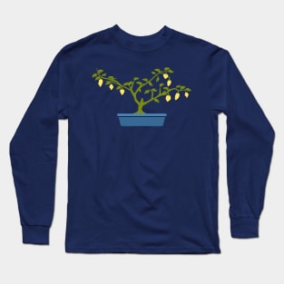 Yellow Chili Bonsai in Blue Bonsai Pot Long Sleeve T-Shirt